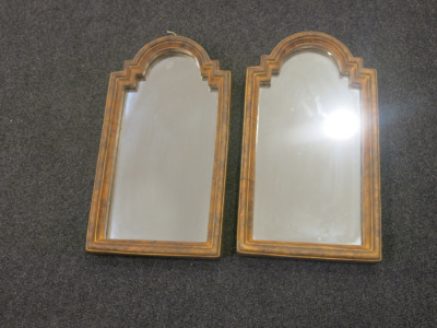 Pair of Stone Effect Gothic Arch Mirrors. Size 57 x 31cm.