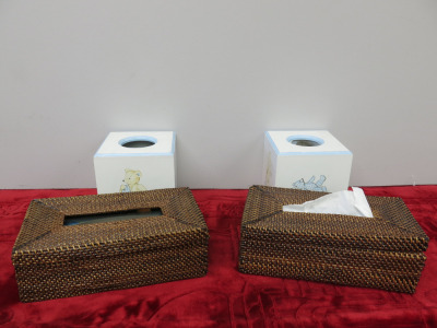 4 x Tissue Box Covers to Include: 2 x Childrens & 2 x Wicker.