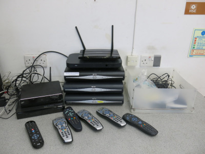 Assortment of Sky & Other TV Boxes to Include: 4 x Sky Boxes, 2 x Freeview, 1 x TP Link, Remites & Other (As Viewed/Pictured).