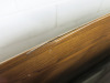 Large Oval Wood Table Top in Walnut Effect. Size 200 x 120cm. NOTE: requires base, damage as pictured. - 5