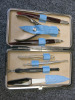 F.Hammann 7 Piece Nail Manicure Set in Blue Crocodile Leather.