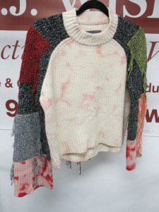 Zoe Jordan Cashmere & Wool Jumper in Patchwork Colour. Size M/L.