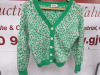 Baum Und Pferdgarten Green Print Cardigan. Size M.