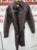 Beaufille Ladies Leather Effect Dark Purple Coat with Belt. Size 6.