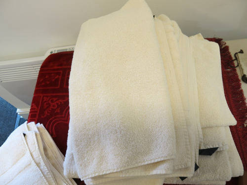 12 x Ralph Lauren Towels to Include: 2 x Large Bath Towels, 2 x Smaller Bath Towels, 4 x Hand Towels & 4 x Smaller Hand Towels.