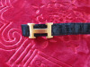 Hermes Black Leather Belt with Gold Buckle, 133cm. - 3