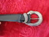 Angelo Galasso Black Patten Leather Belt with Snake Buckle. 110cm. - 2