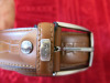 Brioni Brown Leather Belt with Chrome Buckle. 126cm. - 2