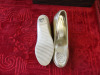 Pair of Francois Pinet Ladies Wedge Shoes in Gold, Size 37 1/2. Lightly Worn. - 4