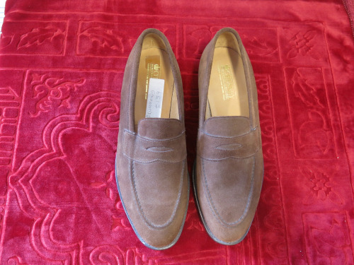 Pair of Cheaney Brown Suede Slip on Men's Shoes, Size 13. Appear New/Unworn.