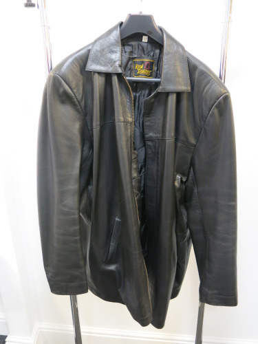 Real Leather Gentleman's Black Leather Jacket, Size XL.