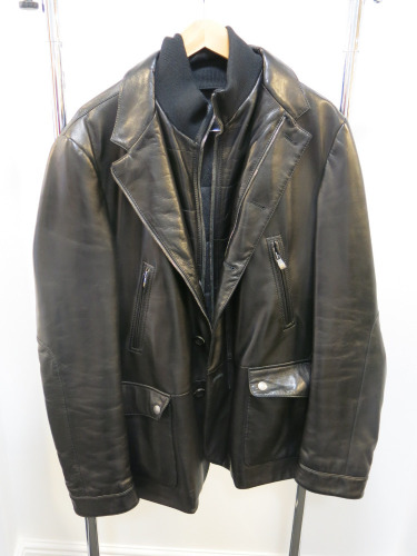 Corneliani ID Black Soft Lamb Skin Gentleman's Bomber Style Jacket with Detachable Lining. Size 56.