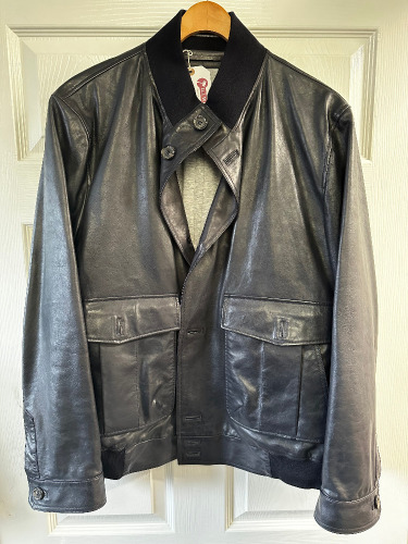 Berluti Paris Calf Skin Gentleman's Bomber Jacket & Cotton Lining Bomber Jacket. Size 60.