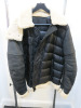 Monclear Gentleman's Black Jacket with Fur Collar and Cuffs, Sheep Fur with Goose Filling.