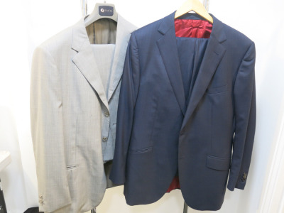 2 x Ermenegildo Zegna 2 Piece Suits to Include: 2 Piece in Grey (Size 58R) & 2 Piece in Blue (Size 56R).