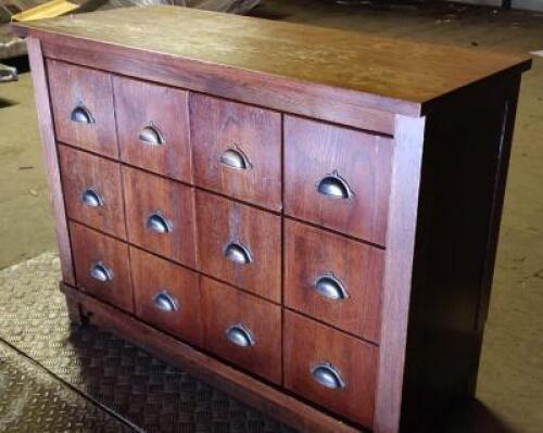 2 Door Wooden Sideboard with Draw Effect Doors with Brass Handles. Size (H) 90cm x (W) 120cm x (D) 50cm.