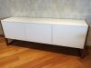 White Wood 3 Door Side Unit with Push Close Doors. Size H70 x W185 x D40cm.