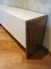 White Wood 3 Door Side Unit with Push Close Doors. Size H70 x W185 x D40cm. - 2