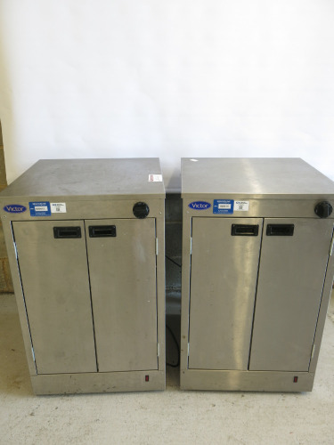 2 x Victor 2 Door Stainless Steel Heating/Hot Cupboards, Model HED30100. Size H90 x W56 x D57cm.