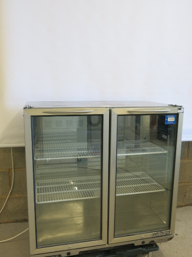 Williams 2 Door Stainless Steel Glass Door Display Chiller, Model BC2 B5. Size H90 x W90 x D50cm.