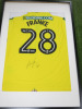 Norwich City FC, Signed Home Shirt 'Marcel Franke' 2017/2018 Season (No Certificate of Authenticity). Comes in Frame Size 94 x 64cm, Mounted with Perspex. - 2