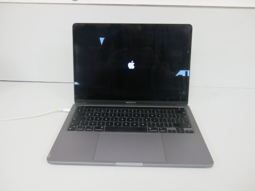 Apple 13.6" MacBook Air, Model A2338, S/N FVFHG1RVQ059. Running macOS Sonam, Apple M1 CPU, 16GB Memory, 256GB HDD. Comes with Power Supply.