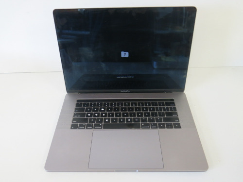 Apple 15" MacBook Pro, Model A1990 (2019), S/N C02YW486LVDQ. Running macOS Sonoma 14.1.2, 2.6GHz 6-Core Intel Core i7, 16GB Memory, 499.96GB Mackintosh HD, Intel UHD Graphics 630 1536MB. Requires Power Supply.