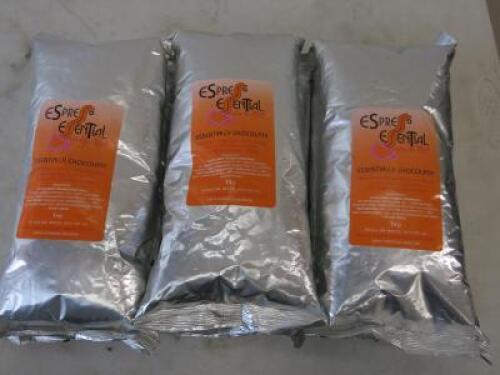 5 x Espresso Essential 1KG Bags of Essentially Chocolate Vending Powder. Exp Date 7/2020