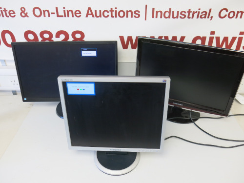 3 x Assorted Monitors to Include: 1 x 24" Philips, 1 x 22" Samsung & 1 x 19" Samsung. NOTE: Samsung 22" does not power up.