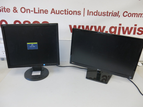 2 x Assorted Monitors to Include: 1 x 23" LG Flatron (Requires Power Supply) & 1 x NEC 19".