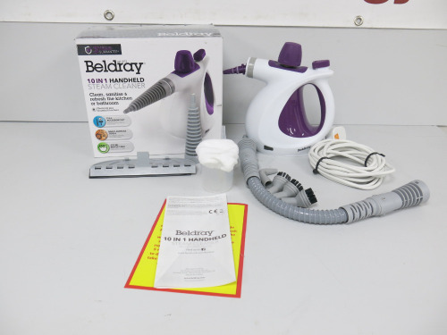 Beldray 10 in 1 Handheld Steam Cleaner. Comes in Original Box with Quick Start Guide and Attachments (As Viewed/Pictured).