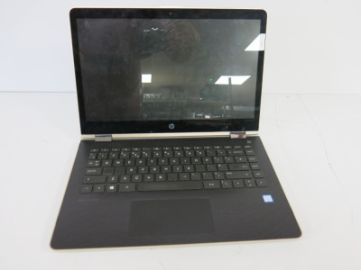 HP Pavilion 14" x360 Convertible Touch Screen Laptop, Running Windows 11 Home, Intel Core i3-7100 @ 2.40Ghz, 8.00GB RAM, 118GB HDD. NOTE: unable to power up, requires power supply & small crack to case & shadow to screen for spares or repair A/F.