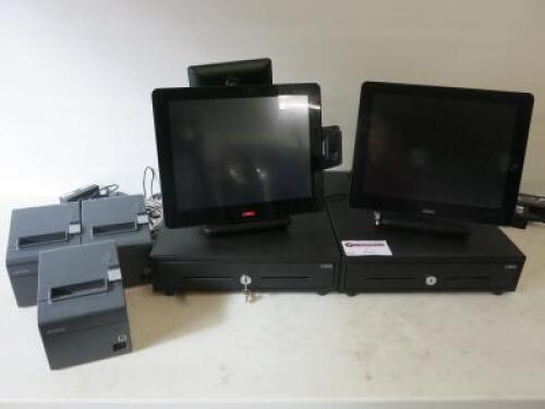 EPOS System to Include 2 x Cielo 15" PX150 POS Terminals (1 with Card Swipe Thumb Print Recognition Customer Display). Running Windows Embedded Standard, Intel Celeron CPU J1900 @ 1.99 GHz, 4GB RAM, 119GB HDD. Comes with 3 x Epsom TM-T20II Thermal Printer