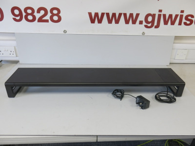 Vaydeer Dual Monitor Stand Riser, Model ZG603 with 4 USB Ports & Power Supply. Length 99cm.