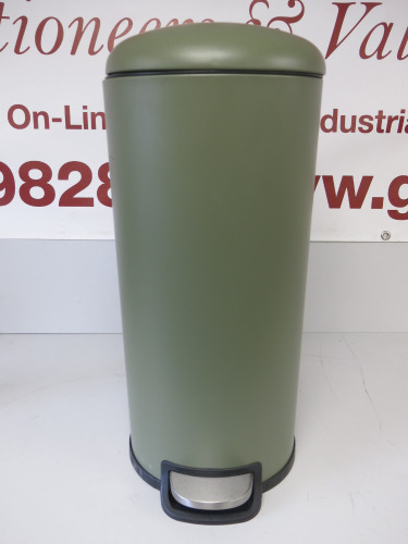 Metal Green Narrow Recycling Bin, Size H64 x W30 x D42cm.