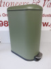 Metal Green Narrow Recycling Bin, Size H64 x W30 x D42cm. - 2