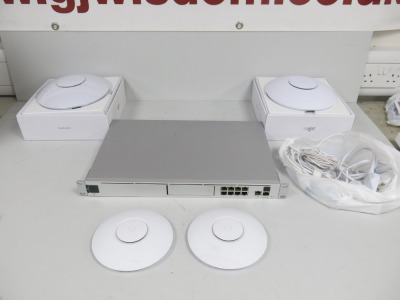 Ubiquiti Unifi Network Dream Machine Pro UDM Pro with 2 x Ubiquiti Unifi WIFI 6 Enterprise Access Point & 2 x Ubiquiti Unifi Nano HD. Comes with Assorted Cables & Power Supplies.