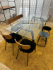 Glass Table on Black Metal & Wood Frame (Size H76 x W184 x D90cm) with Matching Bench Seat, 2 x Chairs & 4 x Stalls. - 2