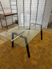 Glass Table on Black Metal & Wood Frame (Size H76 x W184 x D90cm) with Matching Bench Seat, 2 x Chairs & 4 x Stalls. - 6