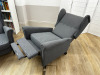 2 x Grey Fabric Fully Manual Reclining High Back Armchairs. - 3