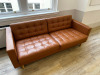 Ikea Landskrona Faux Tan Leather 3 Seater Reception Sofa, Size H66 x W204 x D90cm. - 2