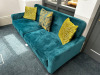 Teal 2 Seater Reception Sofa with 3 Assorted Cushions. Size H80 x W180 x 80cm. - 2