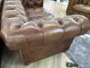 Halo Brown Leather Chesterfield Style 2 Seater Sofa with Stud & Button Back Detail, Size H80 x W180 x D90cm. - 3