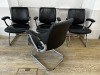 4 x Black Leather on Chrome Frame Canterlever Chairs. - 2