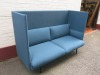 Designer German Made High Back Two Seater Reception Sofa in Light Blue, Model 47901 Outline Studio UK. Size H114 x W175 x D75cm. - 2