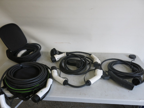 3 x EV Charging Leads, Plus 2 Short Extensions/Converters & 1 x 240v EV Home Charger.
