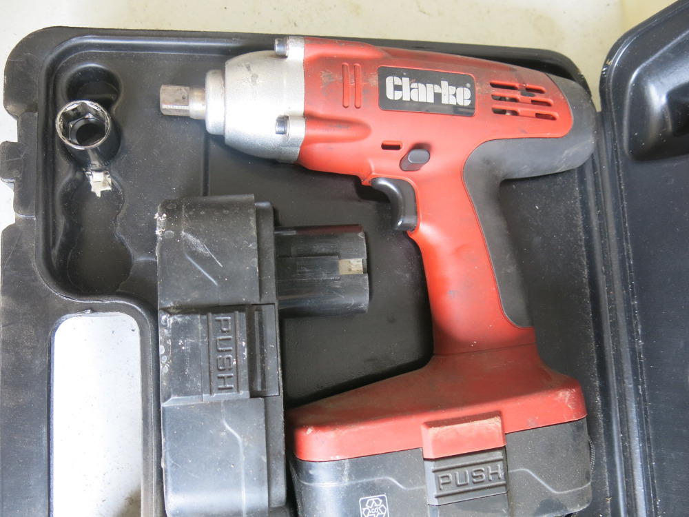 Clark 24V Cord Less Impact Wrench C W 2 Batteries and Charger in Carry Case with Manual