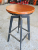 Black Metal & Wood Seat Height Adjustable Swivel Stool.