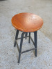Black Metal & Wood Seat Height Adjustable Swivel Stool. - 3