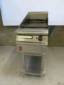 Falcon Electric Griddle on Stainless Steel Stand, Model E3441, S/N F580686, Size H103 x W40 x D79cm.